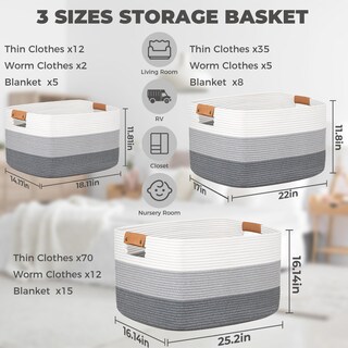 Foto 6 | Foto 6 | Cesta Tejida Danpinera Grande De 108 L Para Almacenamiento Color Gris Degradado - Venta Internacional.