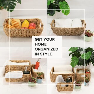 Foto 6 | Foto 6 | Cestas De Almacenamiento Homestead Water Jacinth Con Asas De Madera Paquete De 2 - Venta Internacional.