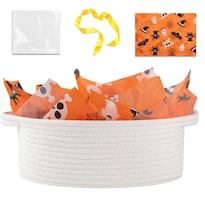 Cesta Oiahomy Halloween Blanca Naranja 30x20x13 Cm - Venta Internacional.