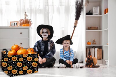 Foto 3 | Foto 3 | Cesta Essme Rectangular De Halloween Para Niños Diseño De Calabaza Negra - Venta Internacional.
