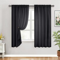 Cortina Homeideas  Color Negro  Transparente  132 X 160 Cm  2 Paneles - Venta Internacional.