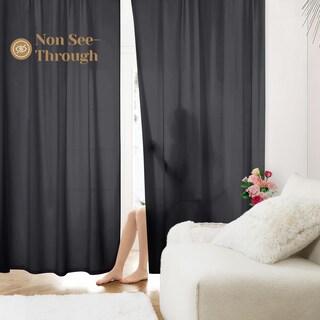 Foto 2 | Foto 2 | Cortina Homeideas Color Negro Transparente 132 X 160 Cm 2 Paneles - Venta Internacional.