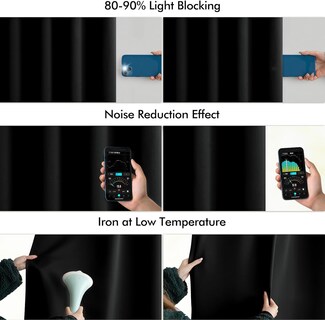 Foto 5 | Foto 5 | Juego De 2 Paneles De Cortinas Opacas Miulee Color Negro 183 Cm X 183 Cm - Venta Internacional.