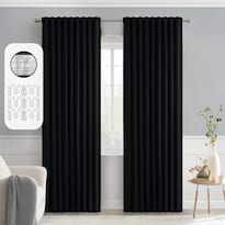 Juego De 2 Paneles De Cortinas Opacas Miulee  198 Cm De Longitud  Color Negro - Venta Internacional.