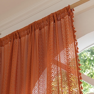 Foto 6 | Foto 6 | Cortina Sutuo Home De Encaje Bohemio De Ganchillo 150 X 244 Cm Color Naranja - Venta Internacional.