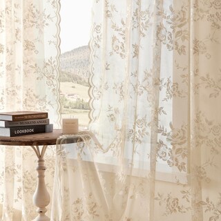 Foto 4 | Foto 4 | Cortinas De Encaje Seekright Victorian Floral Beige  214 Cm  2 Paneles - Venta Internacional.
