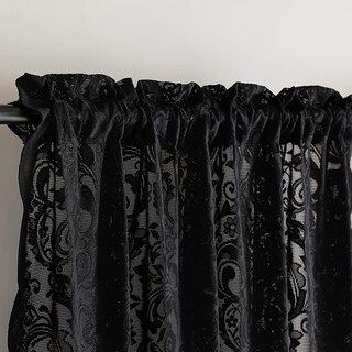 Foto 3 | Foto 3 | Cortinas Aligogo De Encaje Floral Negro Semitransparente  280 X 260 Cm  2 Paneles - Venta Internacional.
