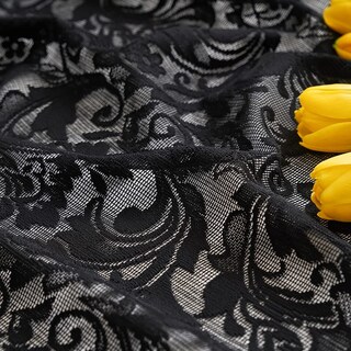 Foto 7 | Foto 7 | Cortinas Aligogo De Encaje Floral Negro Semitransparente  280 X 260 Cm  2 Paneles - Venta Internacional.