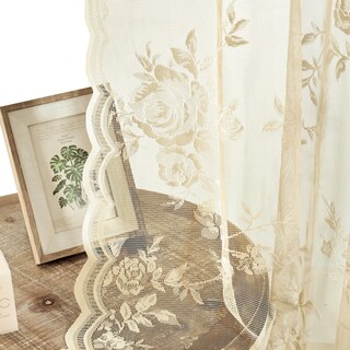 Foto 5 | Foto 5 | Cortinas Seekright De Encaje Transparente De Color Beige  160 X 160 Cm  Diseño Rústico Y Floral - Venta Internacional.