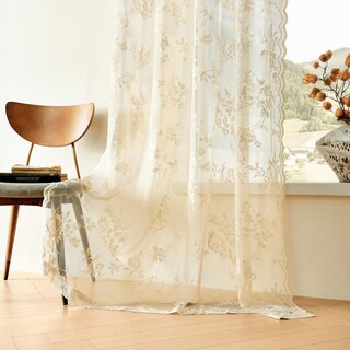Foto 6 | Foto 6 | Cortinas Seekright De Encaje Transparente De Color Beige  160 X 160 Cm  Diseño Rústico Y Floral - Venta Internacional.