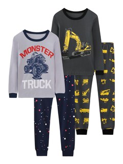 Foto 1 | Foto 1 | Conjunto De Pijamas De Algodón Para Niños Vopawetty De 4 Piezas Gris Y Amarillo - Venta Internacional.