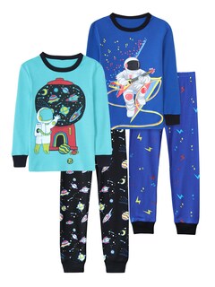 Foto 1 | Foto 1 | Conjunto De Pijama De Algodón De 4 Piezas Para Niños Vopawetty Navy Astronaut - Venta Internacional.