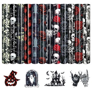 Foto 1 | Foto 1 | Vinilo De Transferencia De Calor Color Negro Calavera Rosa Roja Para Halloween - Venta Internacional.