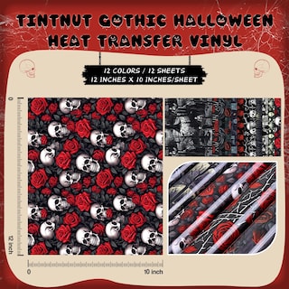 Foto 2 | Foto 2 | Vinilo De Transferencia De Calor Color Negro Calavera Rosa Roja Para Halloween - Venta Internacional.