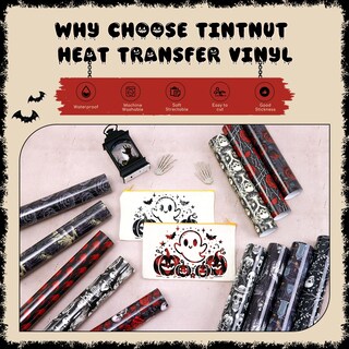 Foto 3 | Foto 3 | Vinilo De Transferencia De Calor Color Negro Calavera Rosa Roja Para Halloween - Venta Internacional.