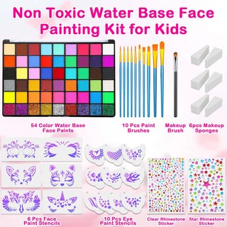 Foto 3 | Foto 3 | Kit De Pintura Facial Thrilez De 54 Colores Activado Con Agua Y Plantillas - Venta Internacional.