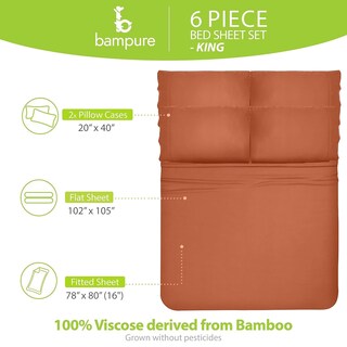 Foto 4 | Foto 4 | Juego De Sábanas Bampure King Size 100% Viscosa Bambú Y Terracota - Venta Internacional.