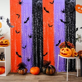 Foto 6 | Foto 6 | Cortinas Con Flecos De Aluminio Para Halloween 3.3 X 6.6 Pies Paquete De 3 Con 18 Pegatinas - Venta Internacional.