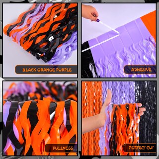 Foto 7 | Foto 7 | Cortinas Con Flecos De Aluminio Para Halloween 3.3 X 6.6 Pies Paquete De 3 Con 18 Pegatinas - Venta Internacional.