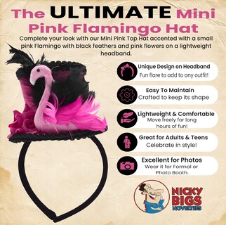 Foto 2 | Foto 2 | Diadema Con Forma De Flamenco Y Minisombrero Rosa De Nicky Bigs Talla Única - Venta Internacional.