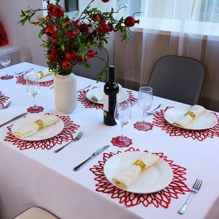 Foto 5 | Foto 5 | Mantel De Vinilo Rojo Snowkingdom Con Estampado Floral 38 Cm 18 Unidades - Venta Internacional.