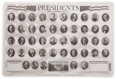 Foto 2 | Foto 2 | Mantel Individual Painless Learning Presidents Negro 58 X 48 X 25 Cm - Venta Internacional.