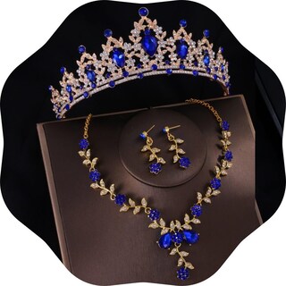 Foto 1 | Foto 1 | Conjunto De Joyas Kamirola Tr45 Crystal Bridal Gold Blue - Venta Internacional.