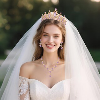 Foto 2 | Foto 2 | Set De Joyas Kamirola Con Tiaras Y Coronas Para Mujer  Color Dorado Y Morado - Venta Internacional.