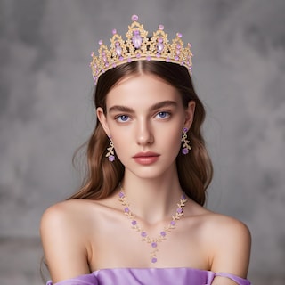 Foto 3 | Foto 3 | Set De Joyas Kamirola Con Tiaras Y Coronas Para Mujer  Color Dorado Y Morado - Venta Internacional.