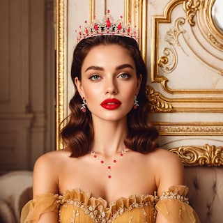 Foto 4 | Foto 4 | Set De Joyas Kamirola Con Tiaras Y Coronas Para Mujer  Color Dorado Y Rojo - Venta Internacional.