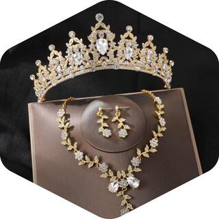Foto 1 | Foto 1 | Set De Joyas Kamirola Con Tiaras Y Coronas Para Mujer  Color Dorado - Venta Internacional.