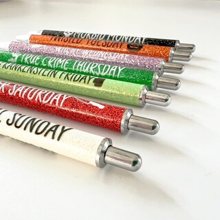 Foto 5 | Foto 5 | Juego De Bolígrafos Jxueych Con Purpurina Para Halloween 7 Unidades 14 Cm - Venta Internacional.