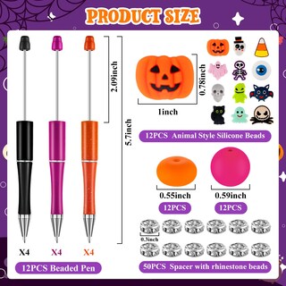 Foto 5 | Foto 5 | Bolígrafos Para Halloween Ffniu Con 12 Cuentas De Silicona Y 24 Cuentas - Venta Internacional.