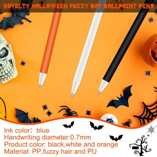Foto 7 | Foto 7 | Set De 3 Bolígrafos Zuazaor Con Forma De Murciélago Y Pompones Para Halloween 22 Cm - Venta Internacional.