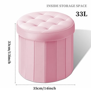 Foto 2 | Foto 2 | Otomana Storage Otoman Tipo Cesta Con Almacenamiento  Terciopelo  Color Rosa  35 X 35 X 33 Cm - Venta Internacional.