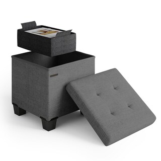 Foto 1 | Foto 1 | Cubo Otomano Storagebud Con Papelera Pequeña  Color Gris - Venta Internacional.