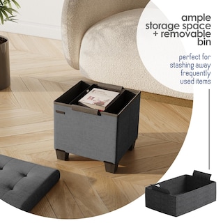 Foto 3 | Foto 3 | Cubo Otomano Storagebud Con Papelera Pequeña  Color Gris - Venta Internacional.