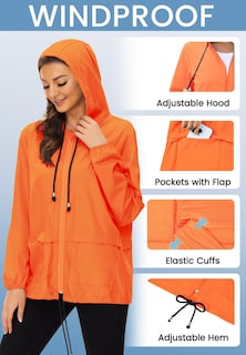 Foto 5 | Foto 5 | Chubasquero Zando Para Mujer Impermeable Y Ligero Naranja Con Capucha - Venta Internacional.