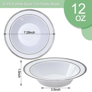 Foto 2 | Foto 2 | Cuencos De Plástico Boocikey De 12 Oz (30 Unidades) Con Borde Plateado Desechables - Venta Internacional.