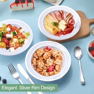 Foto 5 | Foto 5 | Cuencos De Plástico Boocikey De 12 Oz (30 Unidades) Con Borde Plateado Desechables - Venta Internacional.