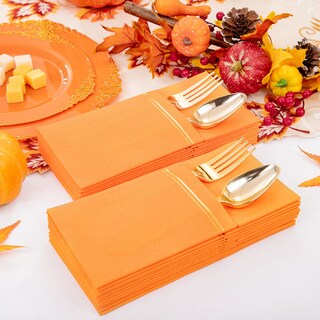 Foto 3 | Foto 3 | Servilletas De Papel Nervure 100 Unidades Color Naranja Con Bolsillo Para Cubiertos - Venta Internacional.