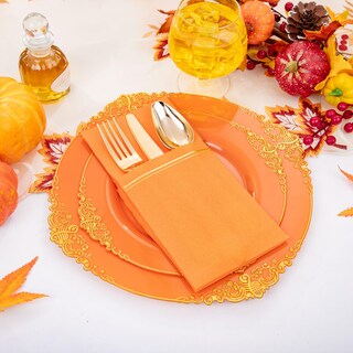 Foto 4 | Foto 4 | Servilletas De Papel Nervure 100 Unidades Color Naranja Con Bolsillo Para Cubiertos - Venta Internacional.