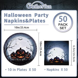Foto 2 | Foto 2 | Platos Desechables Gatherfun Para Halloween 25 Cm 50 Unidades Artículos De Fiesta - Venta Internacional.