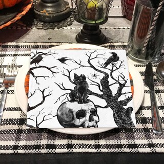 Foto 6 | Foto 6 | Servilletas De Papel Jarthenaamcs Halloween Black Skull Cat X50 - Venta Internacional.