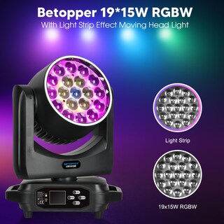 Foto 4 | Foto 4 | Faro Delantero Móvil Betopper 19 X 15 W Rgbw Con Efecto De Tira De Luz - Venta Internacional.