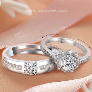 Foto 3 | Foto 3 | 2 Anillos De Pareja Ajustable Eo Safe Imports Esi-21656 Plateado