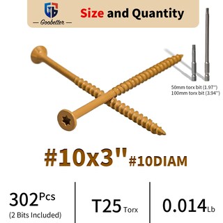 Foto 2 | Foto 2 | Tornillos Para Madera Goobetter 3 Pulgadas #10 X 3 300 Unidades Resistentes A La Corrosión - Venta Internacional.