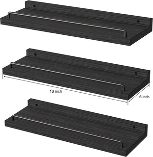 Foto 2 | Foto 2 | Estantes Flotantes Ryofobetto Para Decoración De Pared Y Baño Negros (juego De 3) - Venta Internacional.