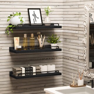 Foto 3 | Foto 3 | Estantes Flotantes Ryofobetto Para Decoración De Pared Y Baño Negros (juego De 3) - Venta Internacional.