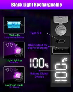 Foto 3 | Foto 3 | Batería Recargable De Luz Negra Sayitwill De 6000 Mah Paquete De 2 - Venta Internacional.